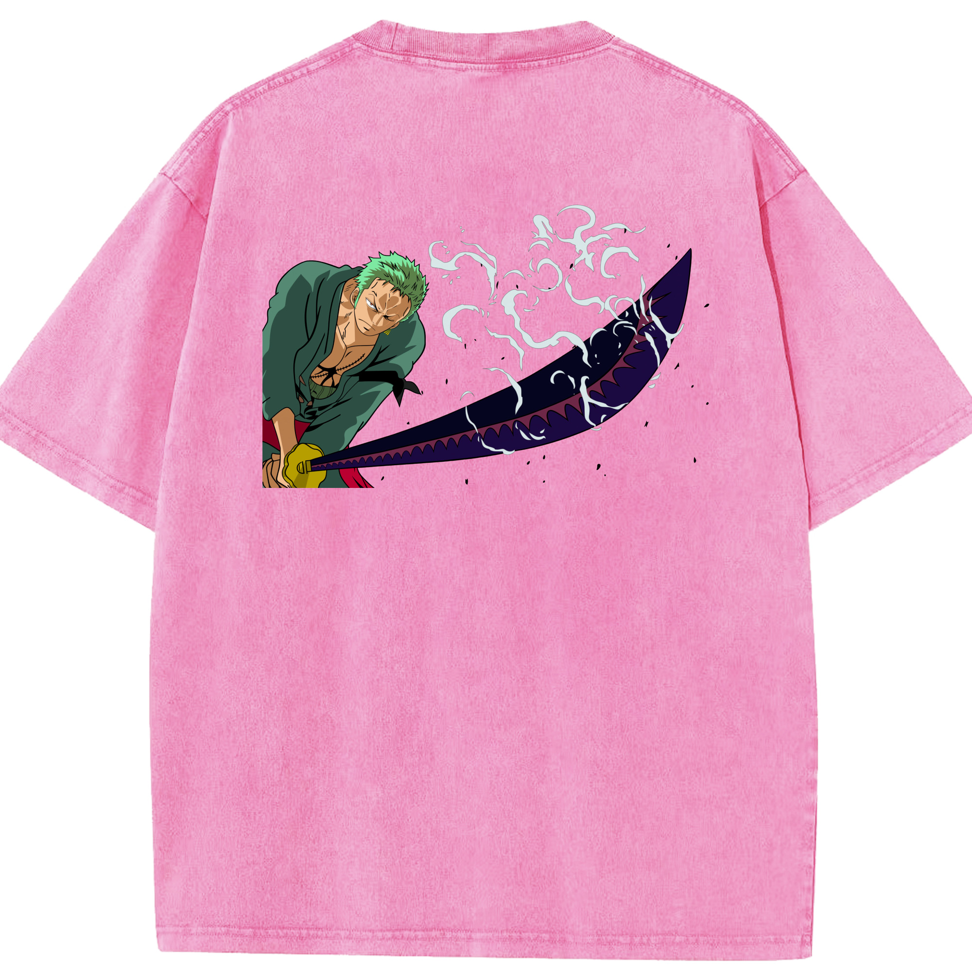 ワンピース ロロノア・ゾロ ONE PIECE Roronoa Zoro 綿100% ヴィンテージ風 半袖Tシャツ（背面プリント）